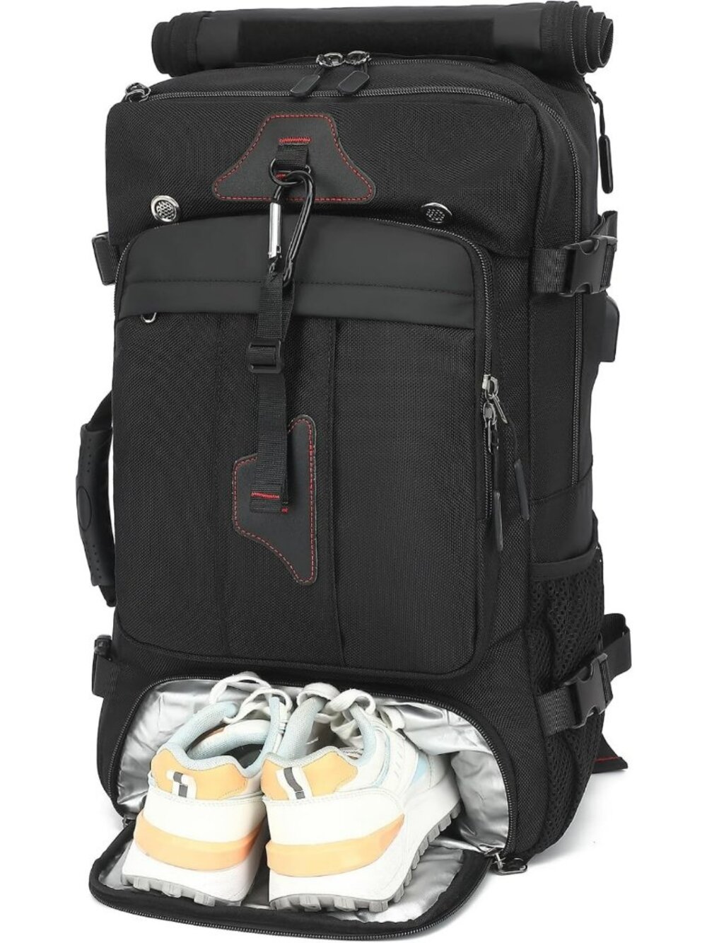 60L Large Travel Backpack with Shoe Compartment, Multi-Pocket Utility Bag for